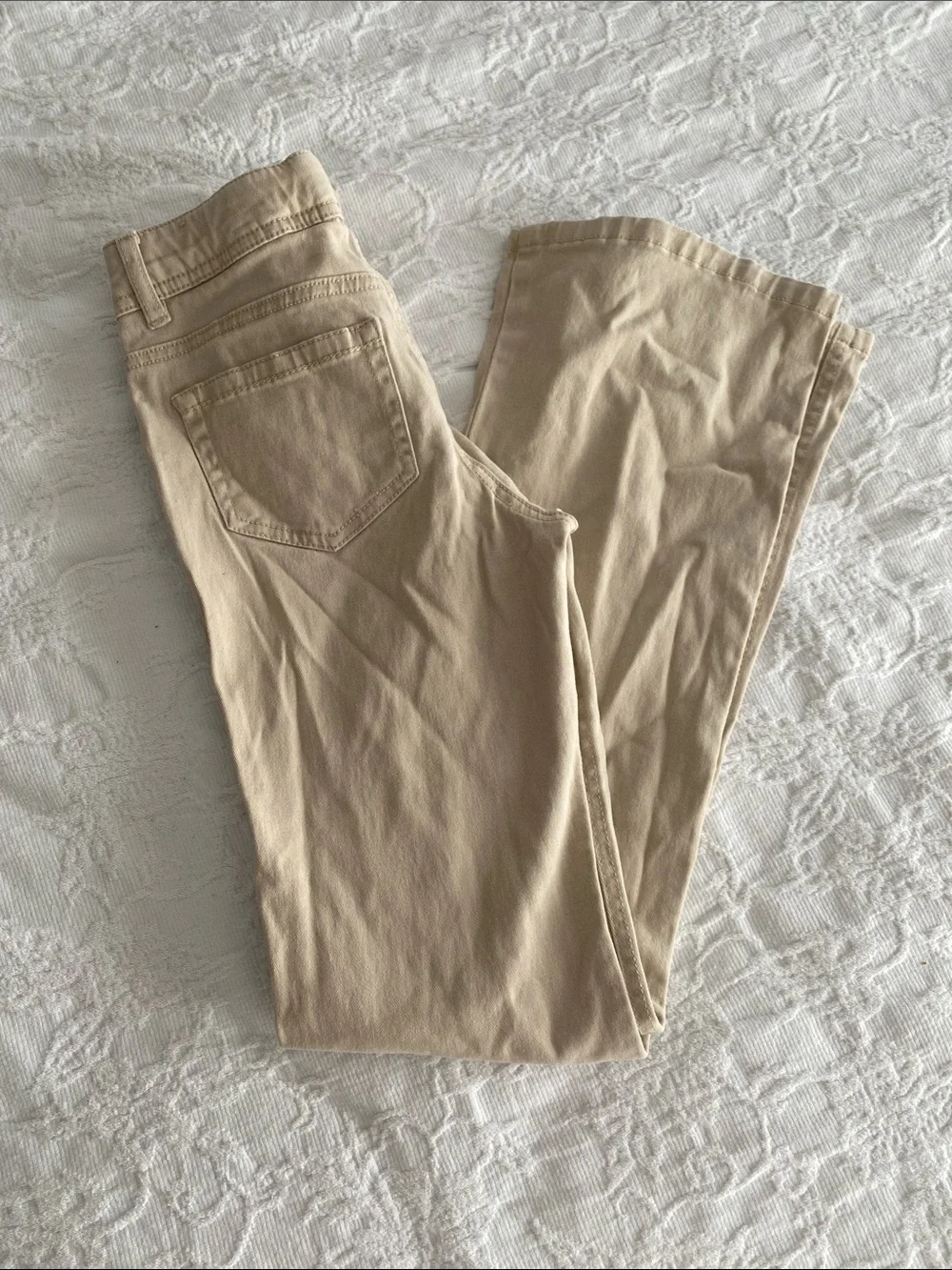 Justice Girls Khaki/Tan Pants with Embroidered Waistband